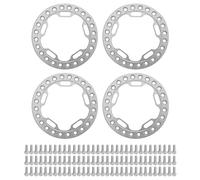 Ruota da 4 pc Ruola Anello di beadlock esterno Anello da 1,9 pollici Ruota di sostituzione Anelli di percorsi ad alta durata Prestazioni stabili per 1/10 auto RC Assiale SCX10 (Argento)