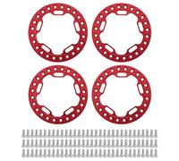 Ruota da 4 pc Ruola Anello di beadlock esterno Anello da 1,9 pollici Ruota di sostituzione Anelli di percorsi ad alta durata Prestazioni stabili per 1/10 auto RC Assiale SCX10 (Rosso)