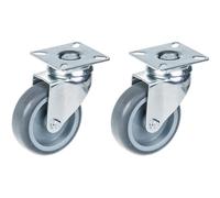 Ruota da 75 mm 3" in gomma grigia, girevole, portata 120 kg, set da 2