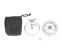 Ruota da pesca a mosca Stampaggio in un unico pezzo in metallo Impugnatura comoda Mulinello da pesca su ghiaccio a mosca argento per la pesca Durevole Funzionamento regolare Pesca