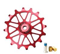 Ruota del deragliatore per bici con cuscinetti in ceramica, struttura cava che perde fango, per 7-12 velocità, rosso 18T (rosso 16T)