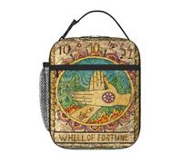 Ruota del Destino Tarocchi Rosso Illustrazione Zodiaco Magia Lunch Box Riutilizzabile a Prova di Perdite Portatile Isolato Picnic Ufficio Escursionismo Pesca Borsa per il Pranzo
