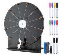 Ruota della fortuna in legno grande da 30 cm, per giochi di matrimonio, set da personalizzare, con pennarello e gomma, per matrimoni, feste, carnevale, giochi della lotteria (nero)