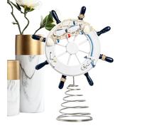 Ruota della nave decorativa 11in - NauticalSculpture, Accessorio interno marino | del timone in legno con finitura rustica, display per ufficio soggiorno camera da letto, caratteristica del co