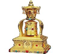 Ruota della preghiera, ruota della preghiera tibetana, ruota della preghiera rotante di alta qualità con 4 campanelli eolici, ruota della preghiera buddista silenziosa alimentata ad energia solare, fo