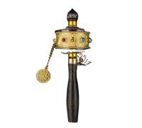 Ruota delle scritture buddista, Ruota della preghiera portatile Ruota della preghiera Ruota della preghiera tibetana in ottone massiccio(Gold,3)