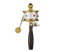Ruota delle scritture buddista, Ruota della preghiera portatile Ruota della preghiera Ruota della preghiera tibetana in ottone massiccio(White,2)