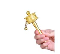 Ruota delle scritture buddista, Ruota della preghiera portatile Ruota della preghiera tibetana Ruota di rame tibetana fatta a mano(Gold,2)