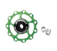 Ruota deragliatore posteriore per bicicletta con cuscinetto in acciaio sigillato 1113T puleggia in ceramica per un funzionamento regolare (11T verde)