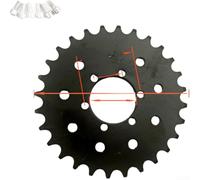 Ruota di catena per moto 28T per conversione bicicletta elettrica | Acciaio trattato termicamente, 16 denti, catena di fissaggio liscia, include viti, per una finitura nera durevole (28T)