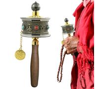 Ruota di preghiera a mano - Decorazione rotante per meditazione, per preghiera tibetana estetica | Scritture del Buddha della verità buddista tibetana a sei caratteri, manico in o canna