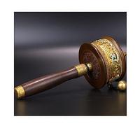 Ruota di preghiera buddista a manovella *Ruota di preghiera tibetana Ruota di preghiera buddista Ruota di preghiera buddista tenuta in mano in rame - Intagliata a mano con autentico manico in legno