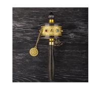 Ruota di Preghiera Buddista, Ruota di preghiera, Cuscinetti doppi silenziosi, materiale in lega for la cerimonia di tornitura del Sutra del Tibet(Gold,23 * 9cm)