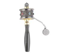 Ruota di Preghiera del Tibet Tenuta in Mano, Mini Ruota Girevole Portatile Buddista Tibetana Om Mani Padme Hum Per Il Rilassamento della Meditazione(Ciano)