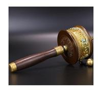 Ruota di preghiera manuale, Ruota di preghiera, Intagliato a mano, con manico in legno autentico, ruota for pregare, benedire, rilassarsi