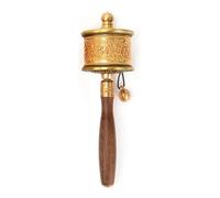 Ruota di preghiera manuale, Ruota di preghiera, Mantra di sei parole del buddismo tibetano in lega Ruota della preghiera buddista a manovella(Yellow)