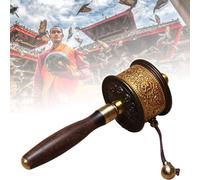 Ruota di preghiera portatile, materiale in legno di rame puro, rotolo di mantra tibetano con ruota di preghiera buddista artigianale himalayana, doppi cuscinetti per preghiera, benedizione