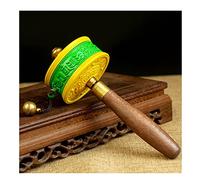 Ruota di preghiera, Ruota di preghiera tibetana, Ruota di preghiera buddista, Ruota di preghiera premium delle Scritture del Buddha con manico in legno for rilassarsi, pregare, meditare, guarire(Oro)(