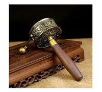 Ruota di preghiera, Ruota di preghiera tibetana, Ruota di preghiera buddista, Ruota di preghiera premium delle Scritture del Buddha con manico in legno for rilassarsi, pregare, meditare, guarire(Oro)(
