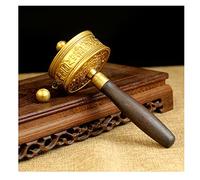 Ruota di preghiera, Ruota di preghiera tibetana, Ruota di preghiera buddista, Ruota di preghiera premium delle Scritture del Buddha con manico in legno for rilassarsi, pregare, meditare, guarire(Oro)(