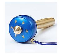 Ruota di preghiera, Ruota di preghiera tibetana, Ruota di preghiera tenuta in mano in rame utilizzata for la preghiera, la benedizione, la meditazione, la guarigione, il rilassamento, lo yoga(Oro)(Blu