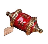 Ruota di preghiera tibetana 2,36" Ciondolo a forma di scatola rossa Buddha Gawu L'artigianato nazionale del Tibet in metallo non sbiadisce e non arrugginisce