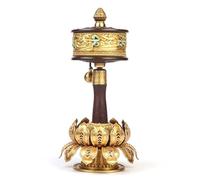 Ruota di preghiera tibetana con base di loto e rotolo di mantra, ruota di preghiera buddista tibetana per pregare e meditare
