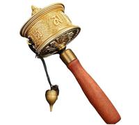 Ruota di preghiera tibetana rotazione a mano buddismo mindfulness cilindro mano ruota di preghiera Kuan Yin Sutra Nning Cilindro Silenzioso Manico in legno Ruota di preghiera a manovella Sei parole di