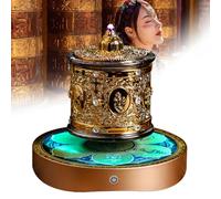 Ruota di preghiera tibetana - Ruota da tavolo Maglev a sei caratteri per la preghiera della verità per preghiera e meditazione con base e luci colorate