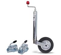 Ruota di Sostegno ENVA incl. Morsetto 2X con Pneumatici in Gomma Piena Ø 48 mm Carico del timone 150 kg per rimorchi e Caravan