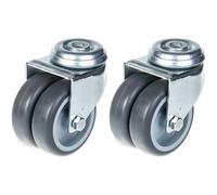 Ruota doppia 75 mm 3" gomma grigia girevole capacità 200 kg, set di 2