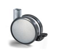 Ruota doppia in zama Ø 80 con gomma e freno OgTM Disky 2