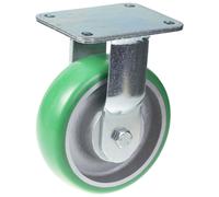 Ruota fissa da 160 mm con gomma elastica in poliuretano verde convessa su mozzo