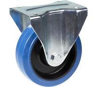 Ruota fissa da 200 mm con gomma elastica blu sulla ruota centrale in nylon