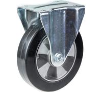 Ruota fissa da 200 mm con gomma elastica nera su ruota centrale in alluminio