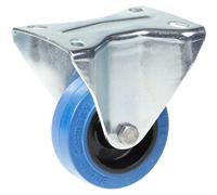 Ruota fissa da 80 mm con gomma elastica blu su ruota centrale in nylon