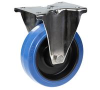 Ruota fissa in acciaio inox da 160 mm con gomma elastica blu su ruota centrale i