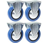 Ruota fissa in gomma blu da 125 mm (5"), resistente, portata 800 kg, set da 4
