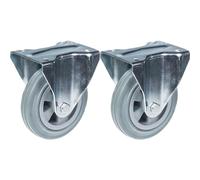 Ruota Fissa In Gomma Grigia 160Mm 6" Capacità Resistente 270Kg, Set Di 2