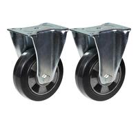 Ruota fissa in gomma nera da 152 mm (6"), resistente, portata 660 kg, set da 2