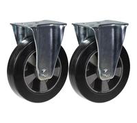 Ruota fissa in gomma nera da 200 mm (8"), resistente, portata 900 kg, set da 2 p