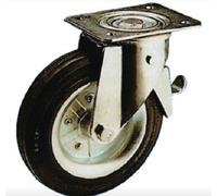 RUOTA FORCELLA ROTANTE CON FRENO E SUPPORTO A PIASTRA GIREVOLE MM.140 A.350/FR