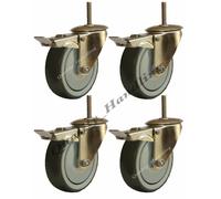 Ruota frenata con foro bullone in gomma inox da 100 mm, raccordo a bullone - ...