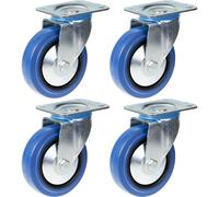 Ruota girevole da 125 mm (5") con gomma blu, resistente, portata 800 kg, set da