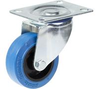 Ruota girevole da 80 mm con gomma elastica blu su ruota centrale in nylon