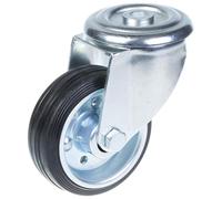 Ruota girevole da 80 mm con gomma nera su ruota centrale in acciaio stampato