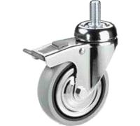 Ruota girevole e freno per mobili gomma grigia antitraccia 125 perno filettato K