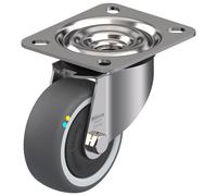 Ruota girevole in acciaio inox da 80 mm con termoplastica grigia a conduzione el