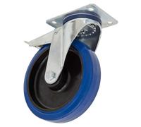 Ruota Girevole In Gomma Elastico Blu Heavy-Duty Sealey Con Blocco Totale 200mm