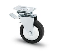 Ruota Girevole per Mobili con Freno Mm 125 Piastra Mm 86 x 104 Utilia